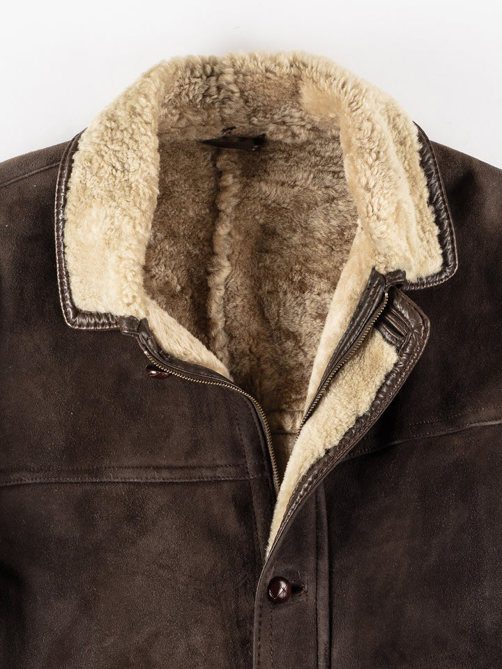 Vintage 80's Men Sheepskin Coat in BrownVN208