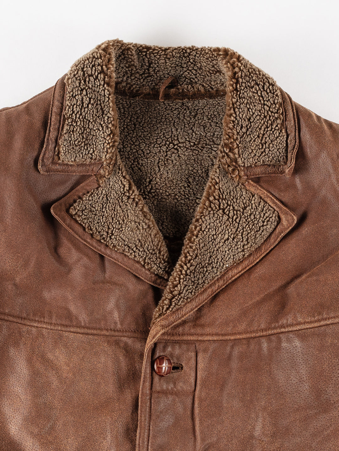 Vintage 80's Men Sheepskin Coat in BrownVN215