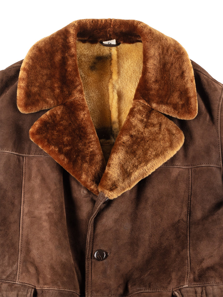 Vintage 70's Men Sheepskin Coat in Brown
