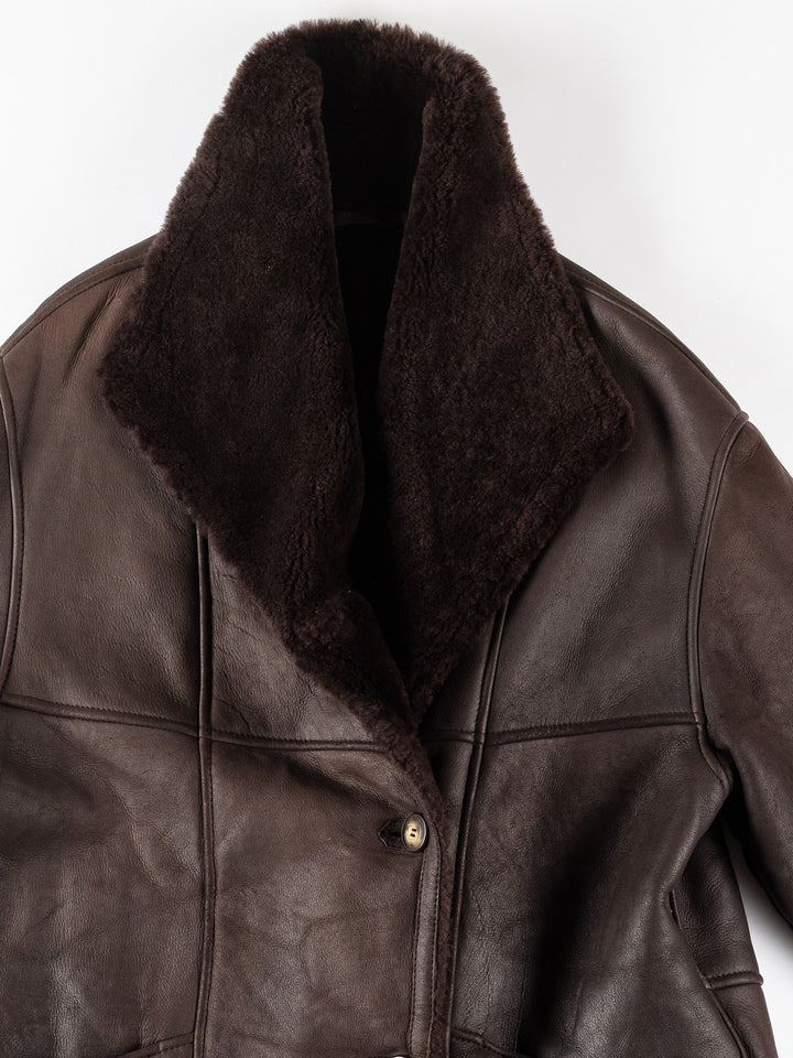Vintage 80's Women Sheepskin Coat in BrownMN170