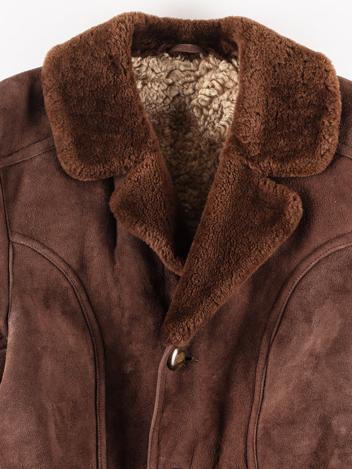 Vintage 70's Men Sheepskin Coat in Brown