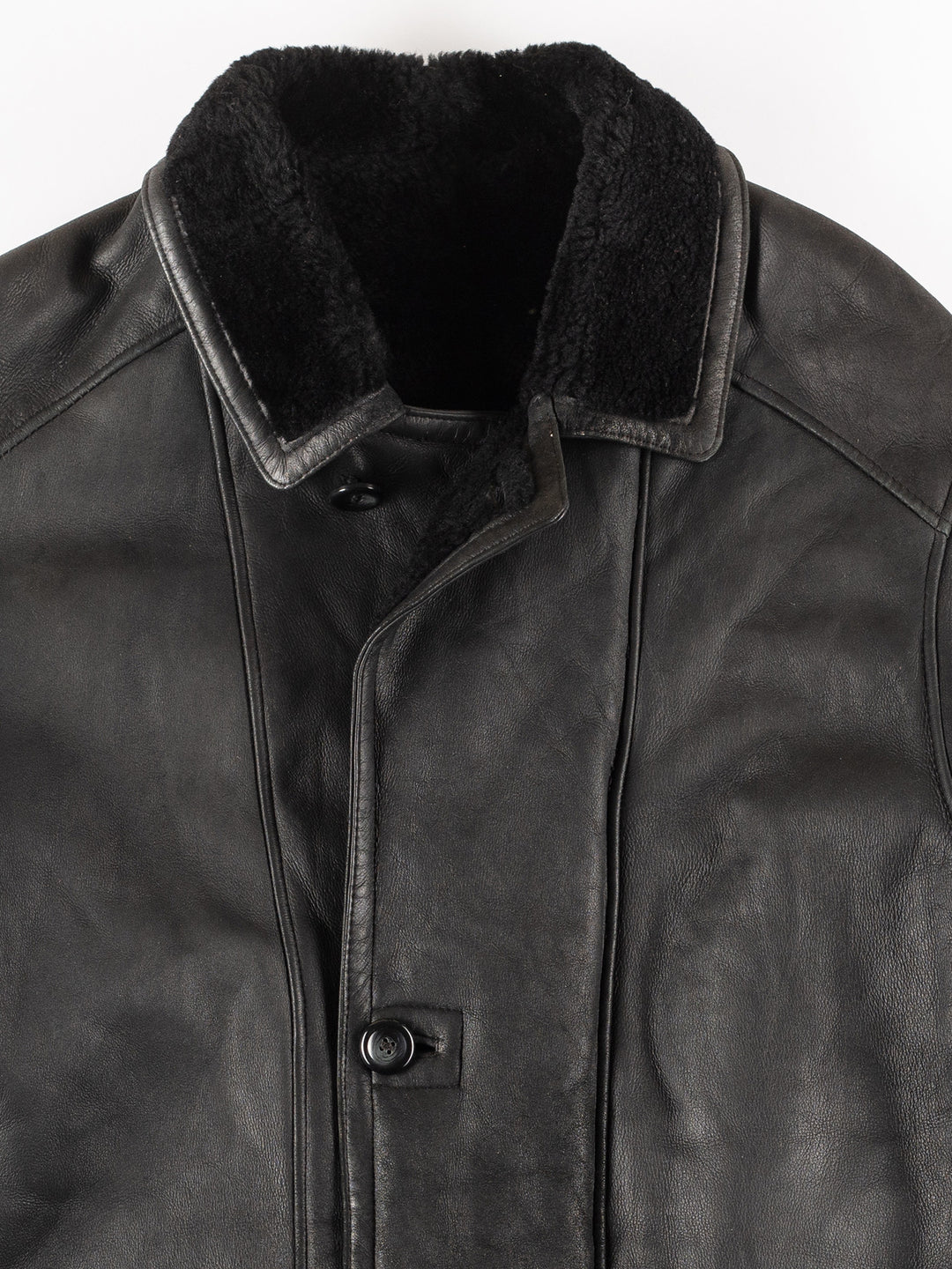 Vintage 90's Men Sheepskin Coat in Black
