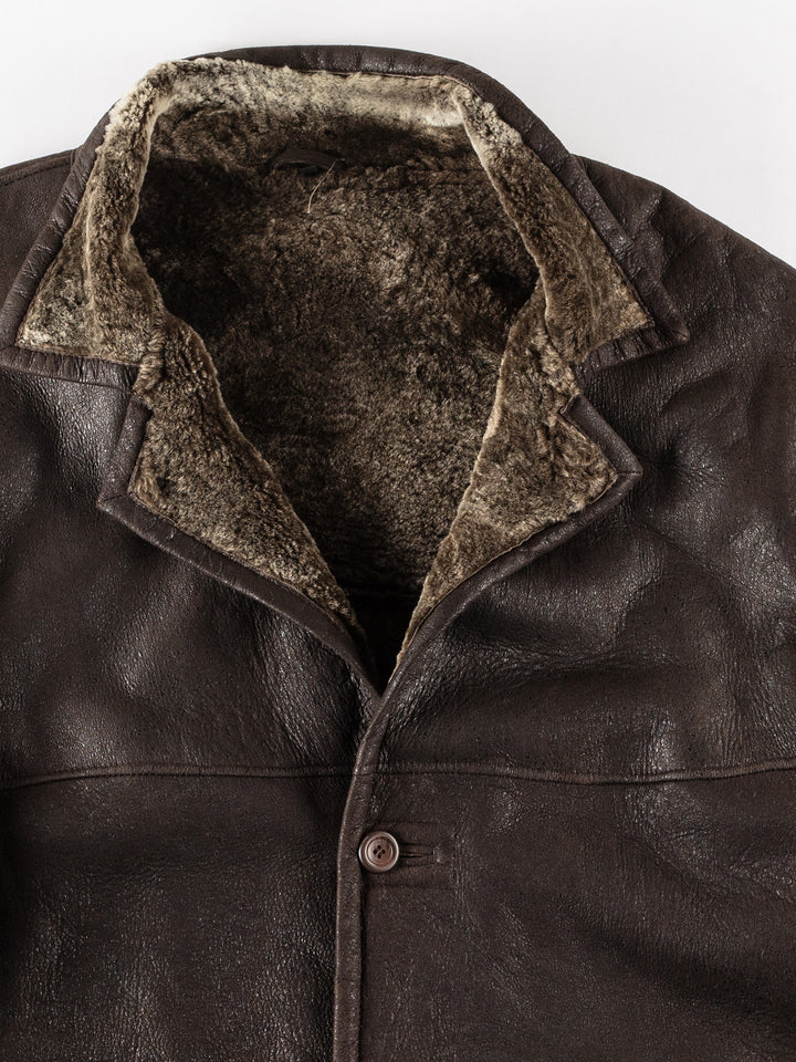 Vintage 80's Men Sheepskin Coat in BrownVN180