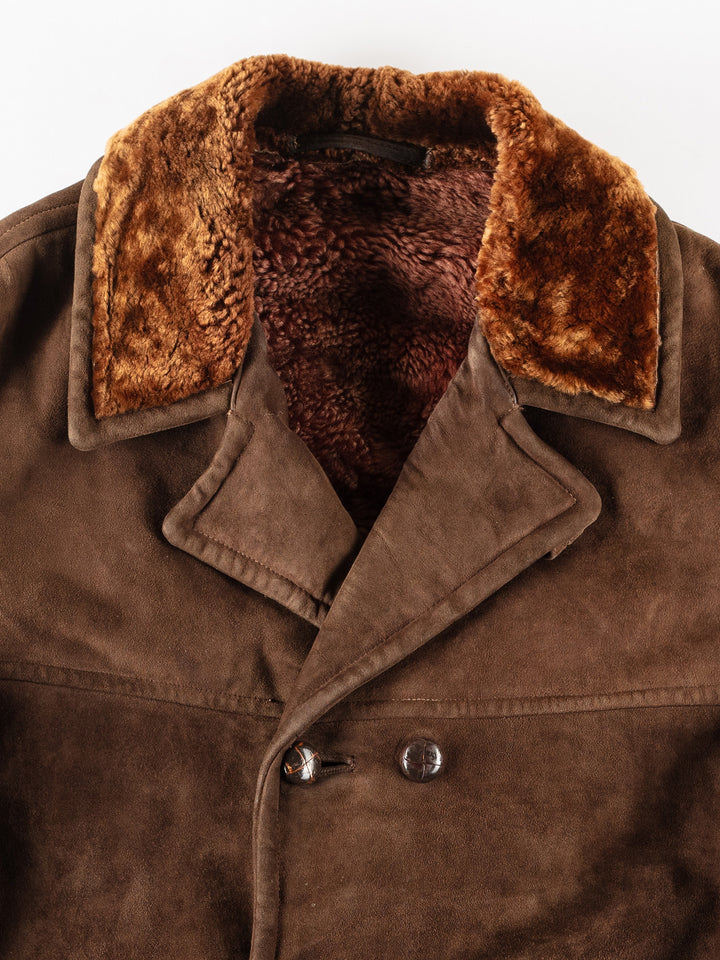 Vintage 80's Men Sheepskin Coat in BrownVN256