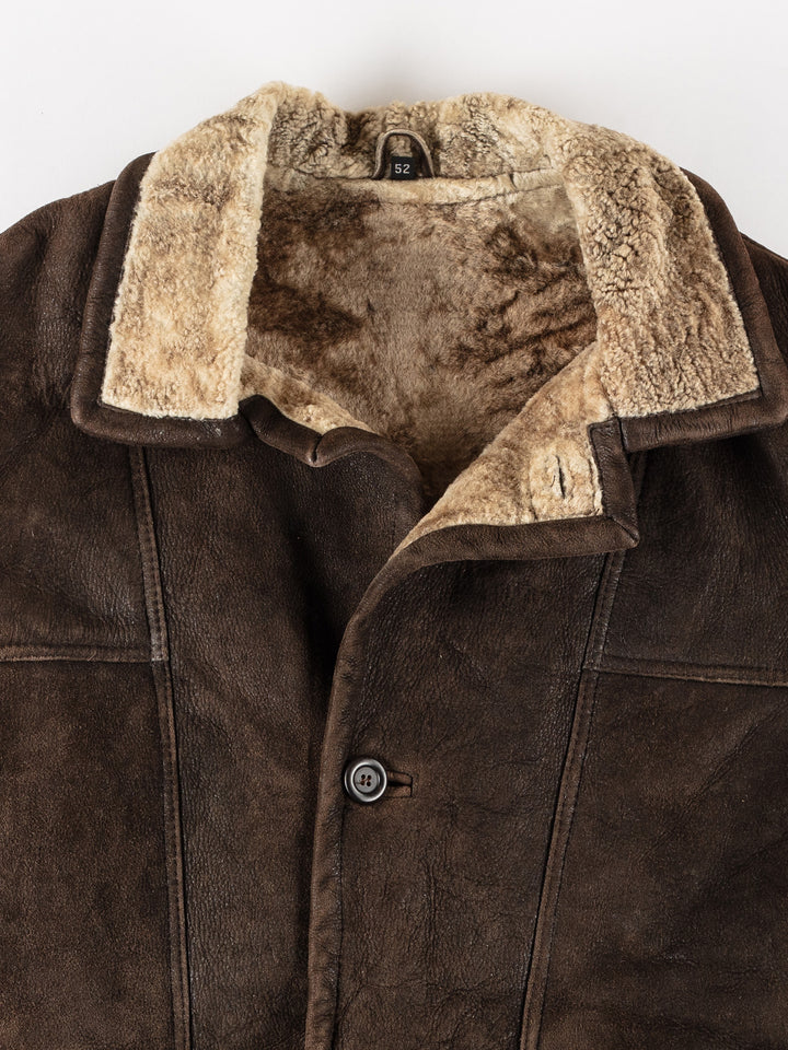 Vintage 80's Men Sheepskin Coat in BrownVN230
