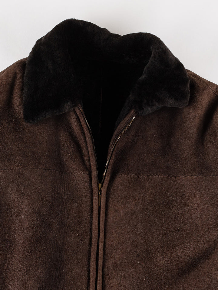 Vintage 80's Men Sheepskin Coat in BrownVN608