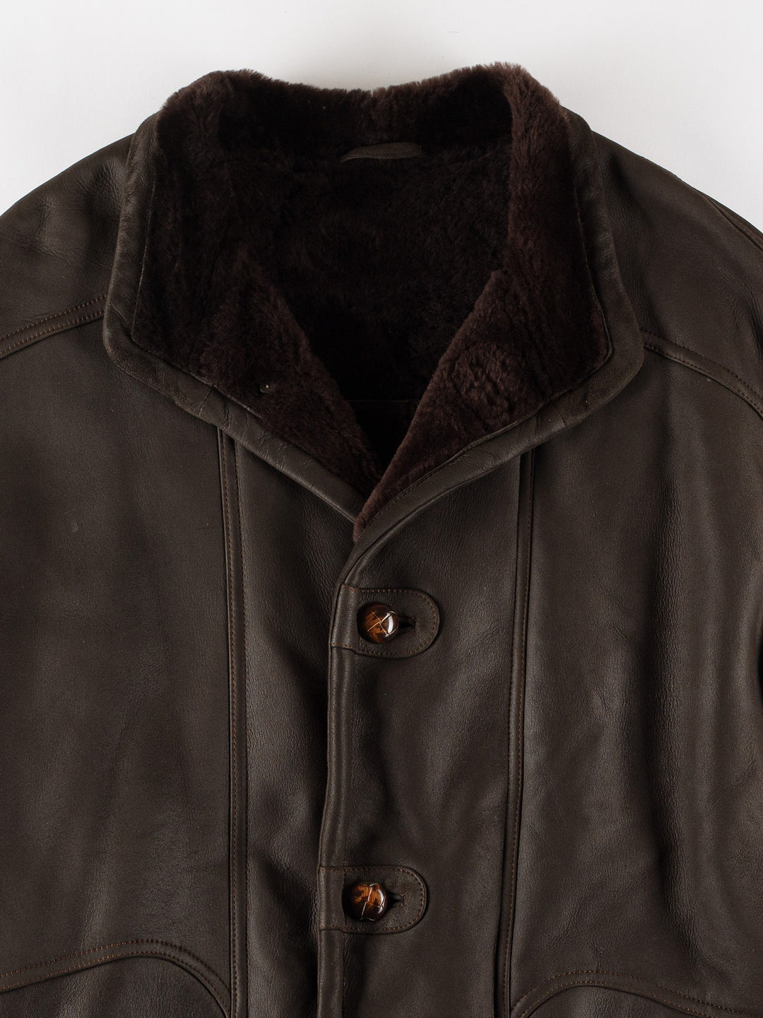 Vintage 80's Men Sheepskin Coat in BrownVN476