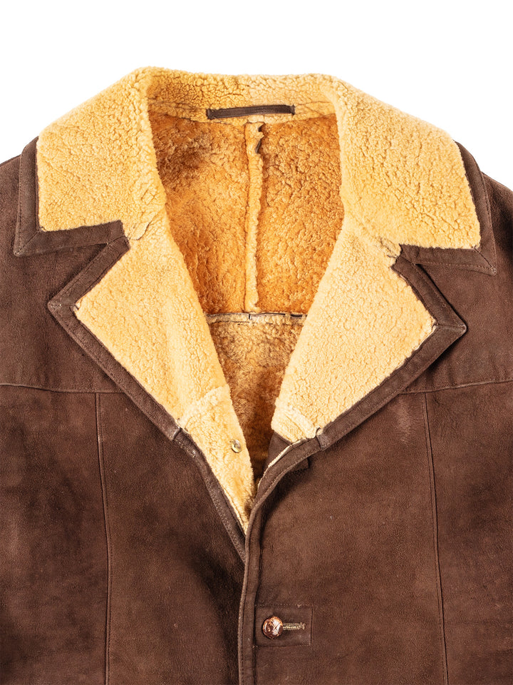 Vintage 70's Men Sheepskin Coat in Brown