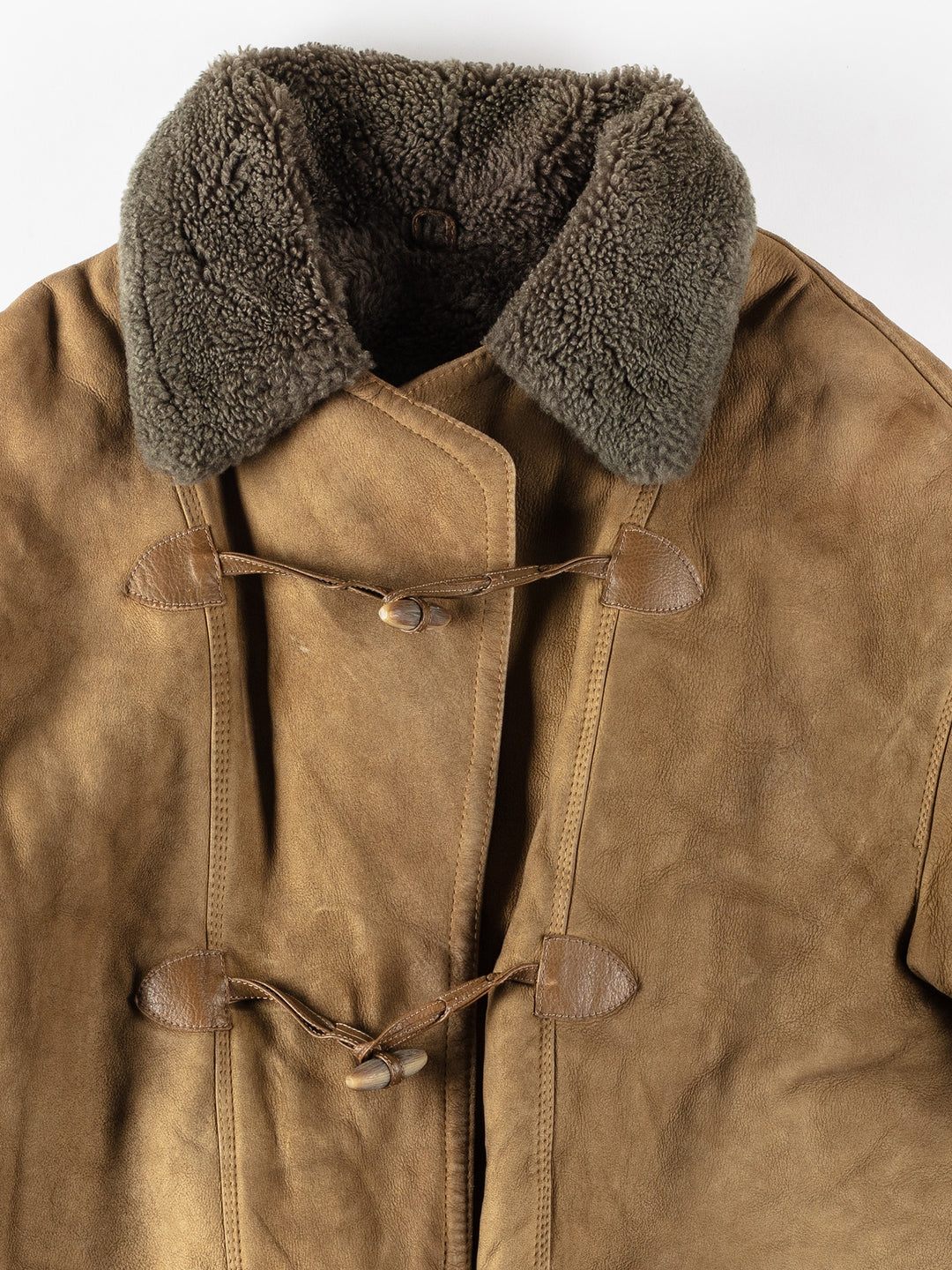Vintage 80's Men Sheepskin Coat in KhakiVN129