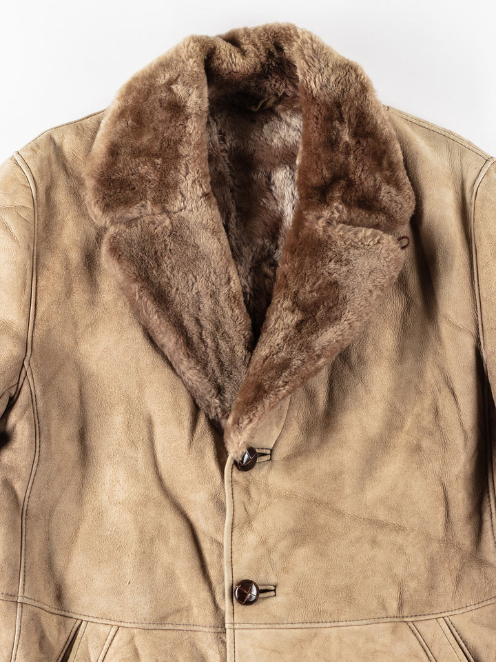 Vintage 80's Men Sheepskin Coat in BeigeVN108