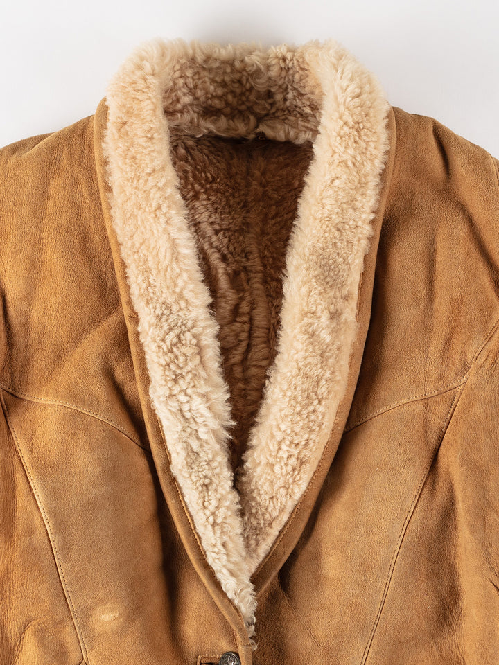Vintage 80's Women Sheepskin Coat in BrownMN523