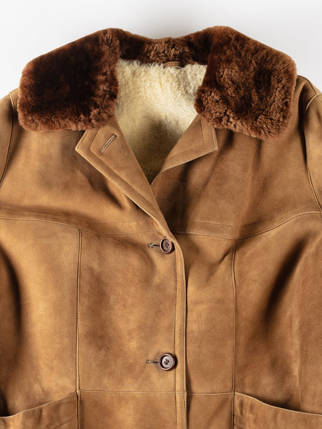 Vintage 80's Women Sheepskin Coat in BrownMN174