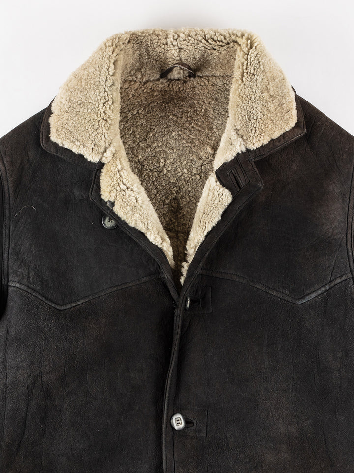 Vintage 70's Men Sheepskin Coat in BlackVN228