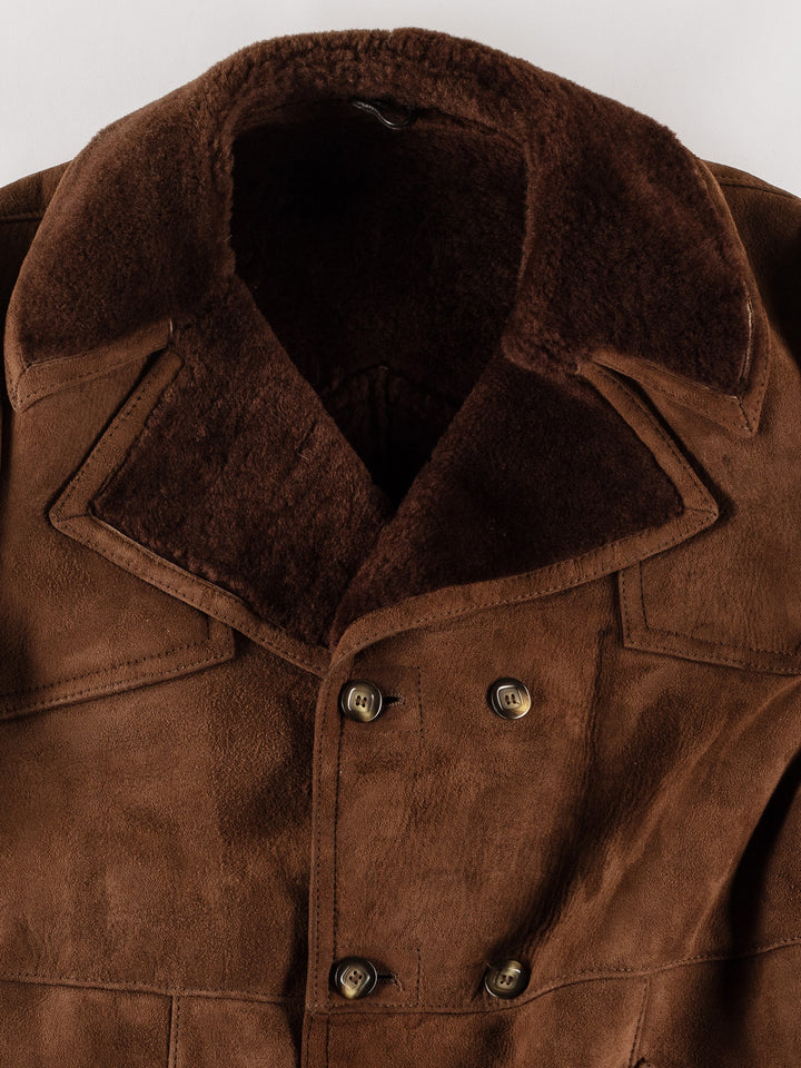 Vintage 70's Men Sheepskin Coat in BrownVN622