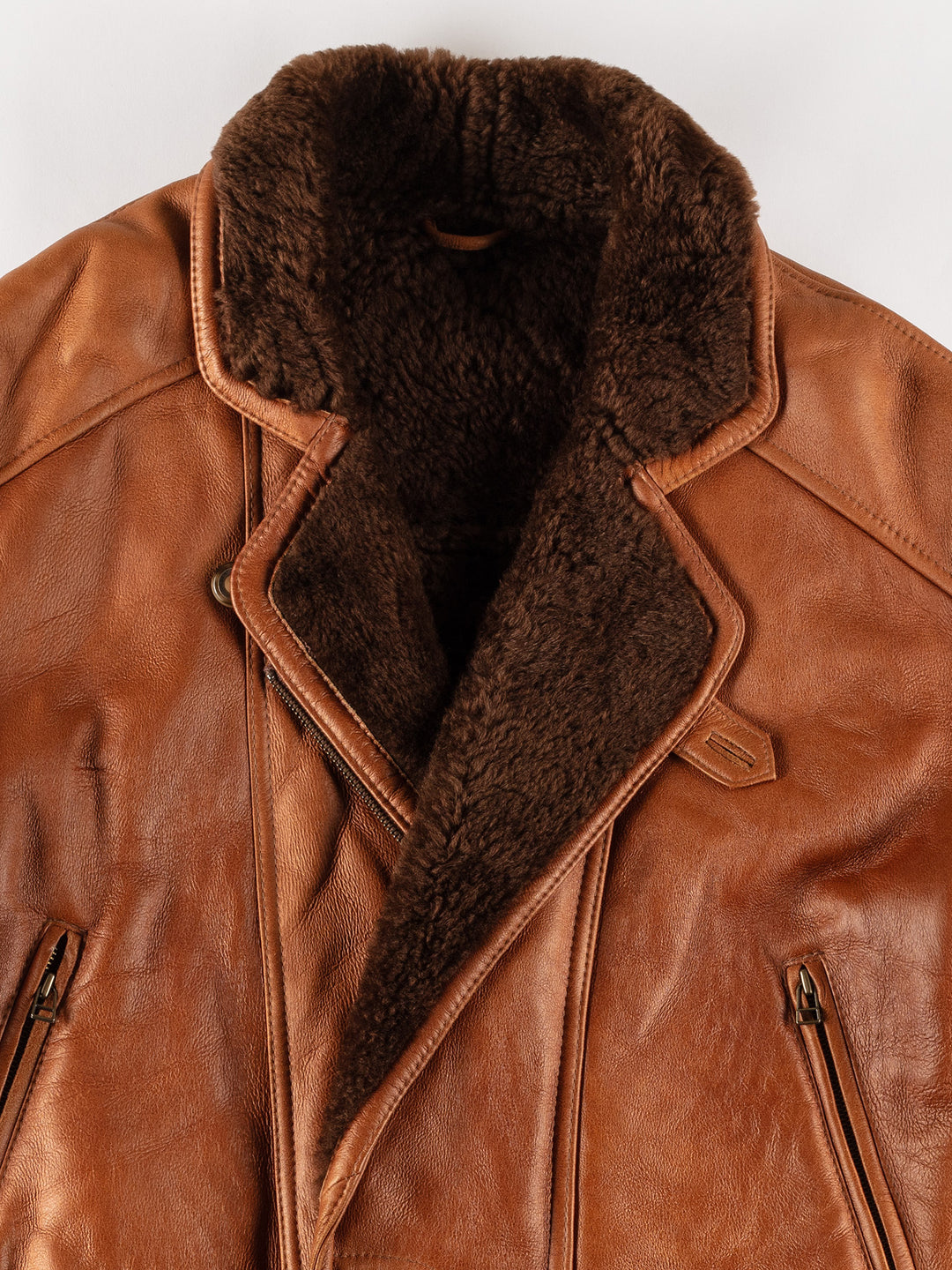 Vintage 80's Men Sheepskin Coat in BrownVN595