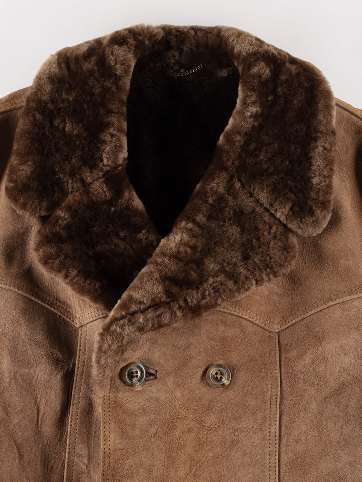 Vintage 70's Men Faux Sheepskin Coat in BrownVN506