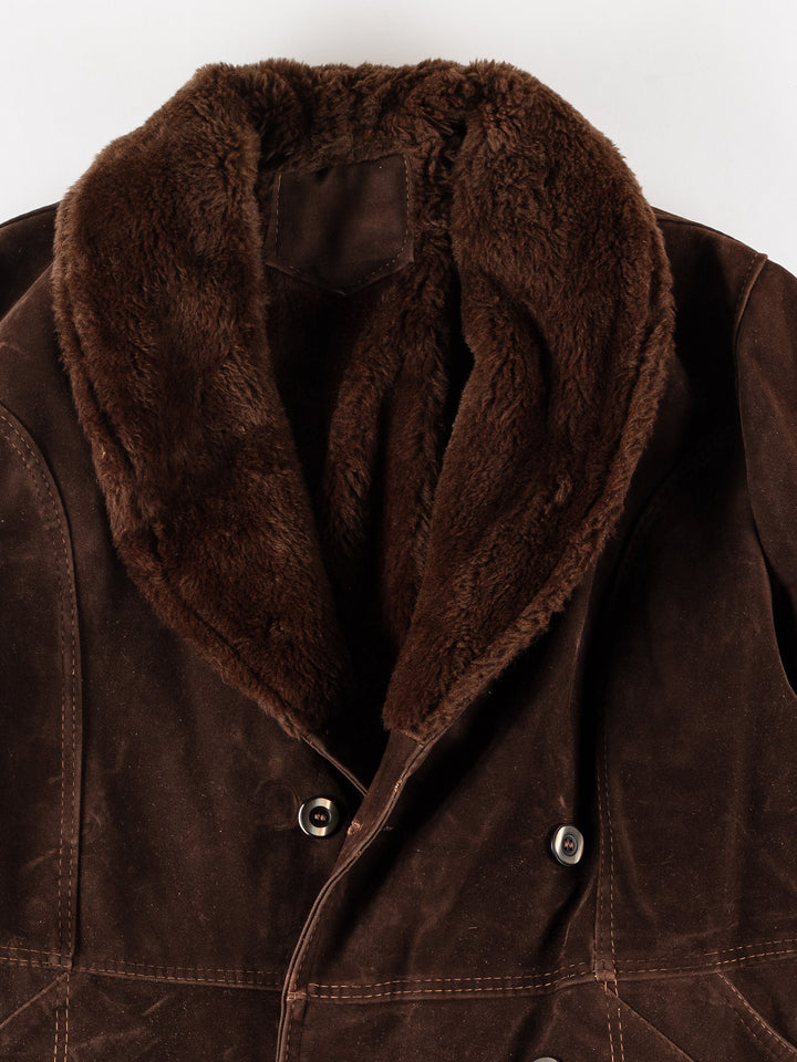 Vintage 90's Men Faux Sheepskin Coat in BrownVN232
