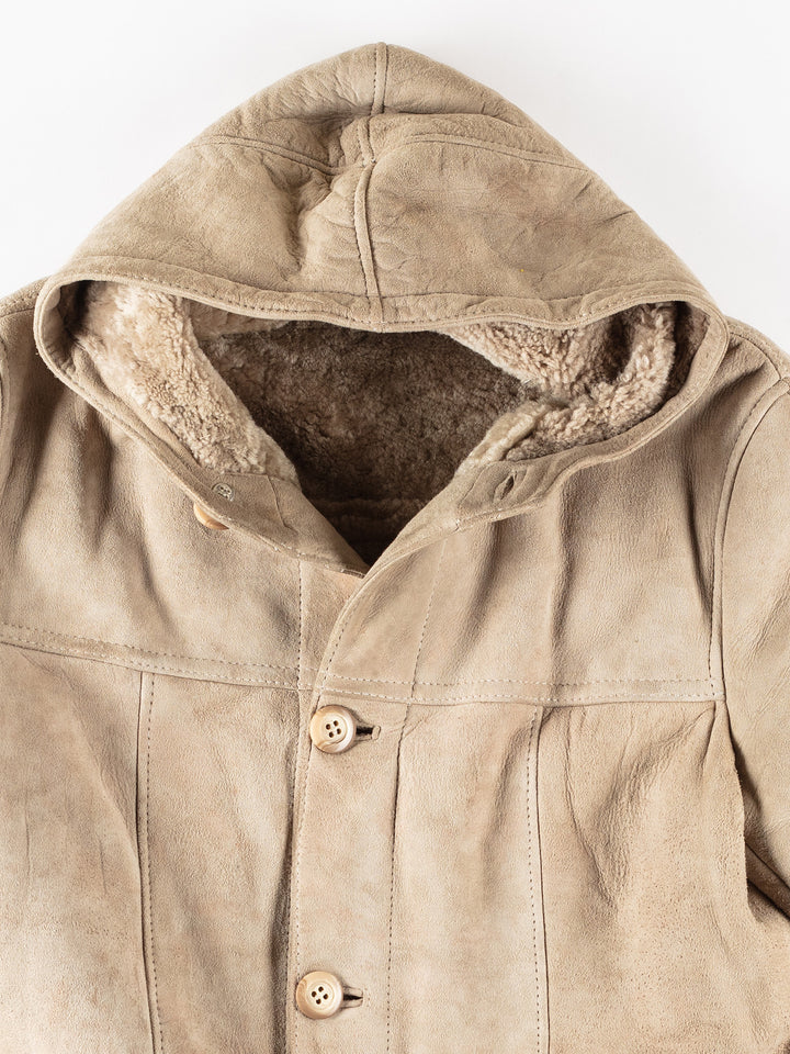 Vintage 80's Men Sheepskin Coat in BeigeVN145