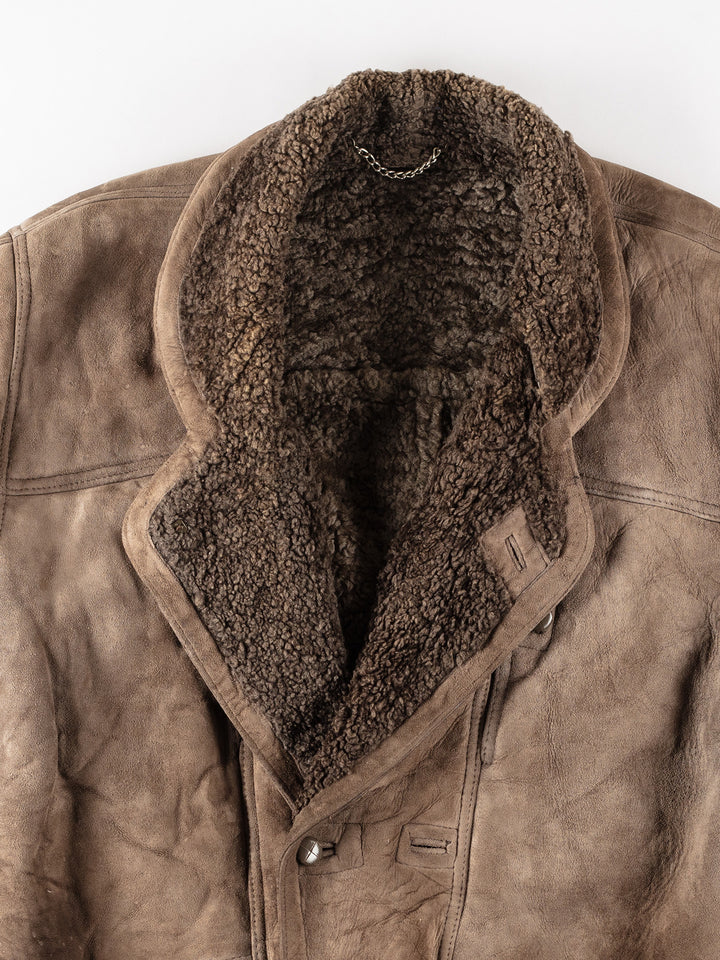 Vintage 80's Men Sheepskin Coat in GrayVN222