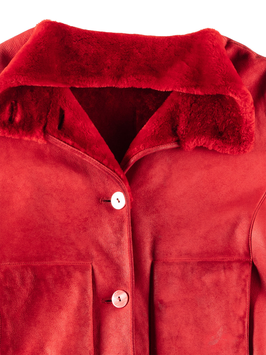 Vintage 80's Women Sheepskin Jacket in RedMN244