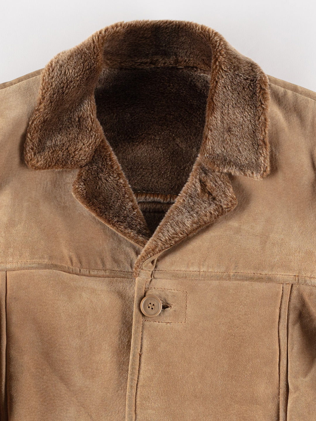 Vintage 80's Men Faux Sheepskin Coat in BeigeVN494