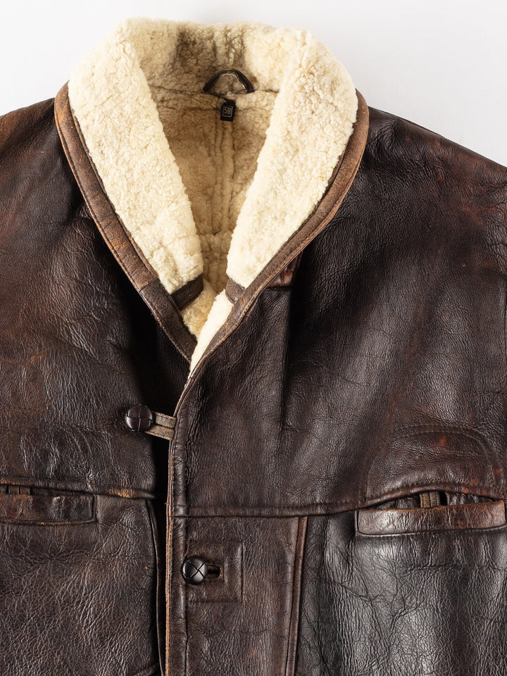 Vintage 90's Men Sheepskin Coat in BrownVN169
