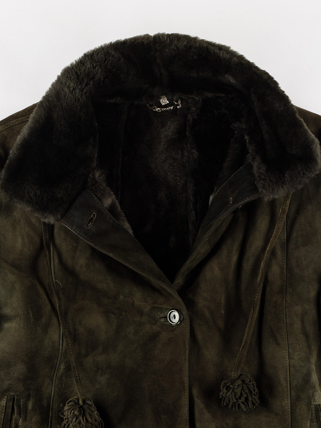 Vintage 80's Women Sheepskin Coat in GreenMN661