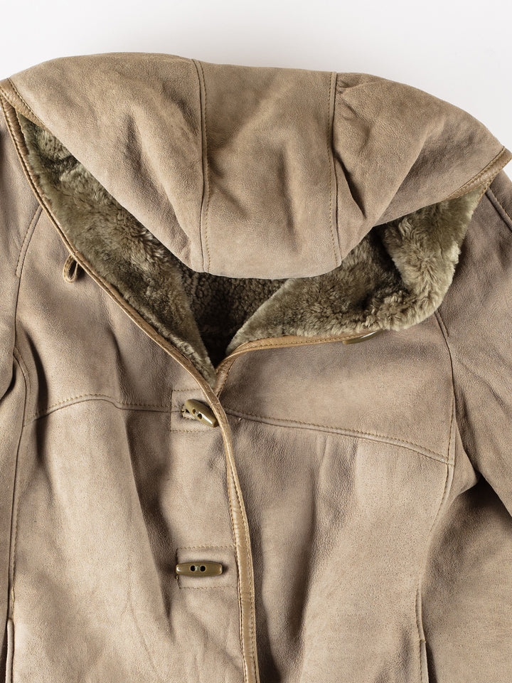 Vintage 80's Women Sheepskin Coat in GrayMN181
