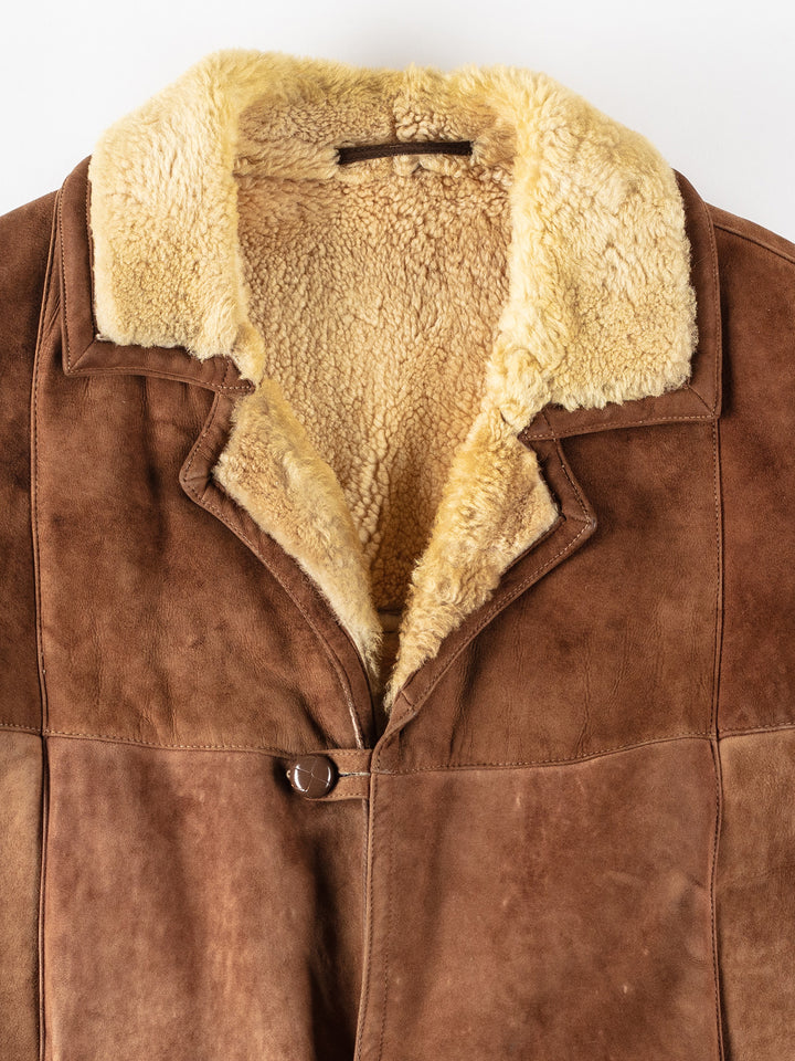 Vintage 80's Men Sheepskin Coat in BrownVN138