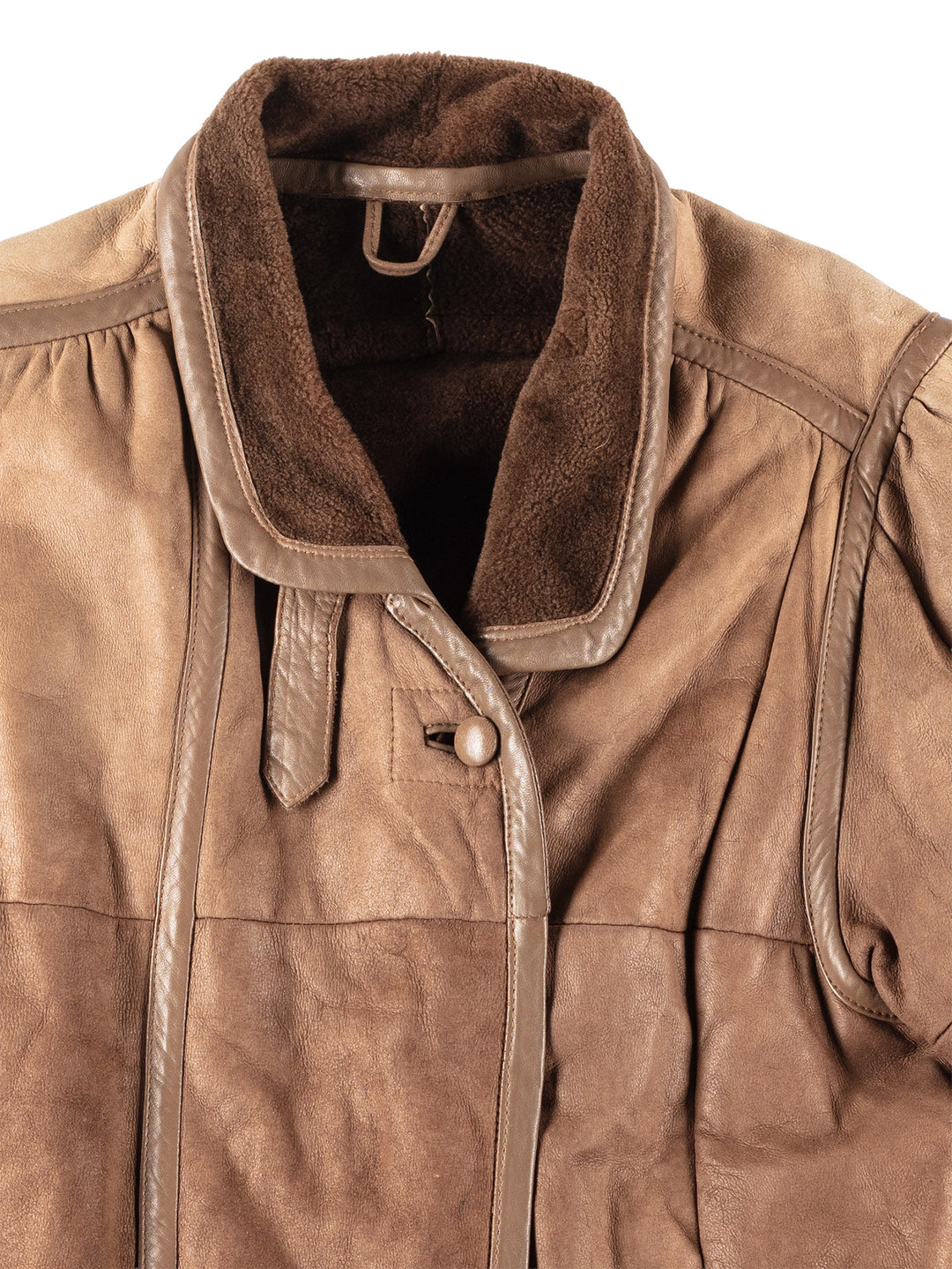 Vintage 80's Women Sheepskin Coat in Beige