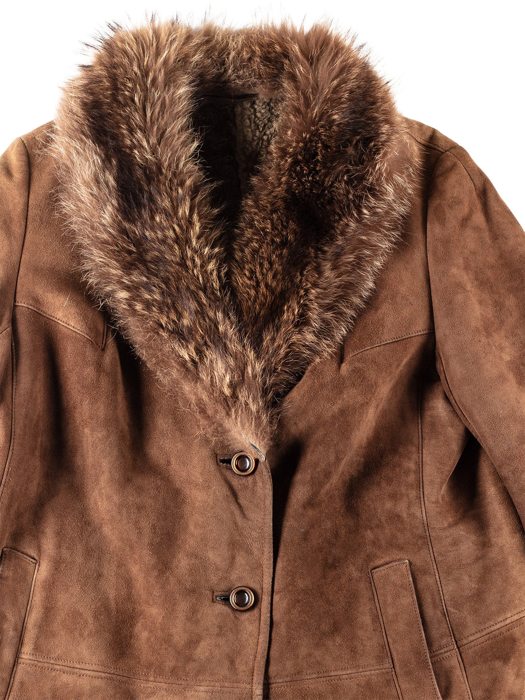 Vintage 80's Women Sheepskin Coat in Brown