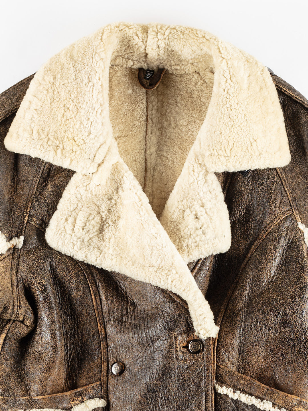 Vintage 80's Women Sheepskin Coat in BrownMN425