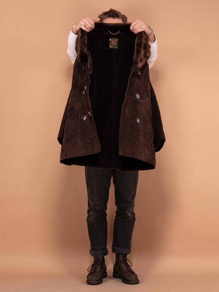 Vintage 70's Men Suede Sherpa Coat in Brown - NorthernGrip