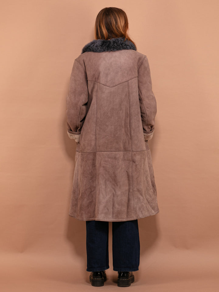 Vintage 70's Women Sheepskin Long Coat in Beige - NorthernGrip