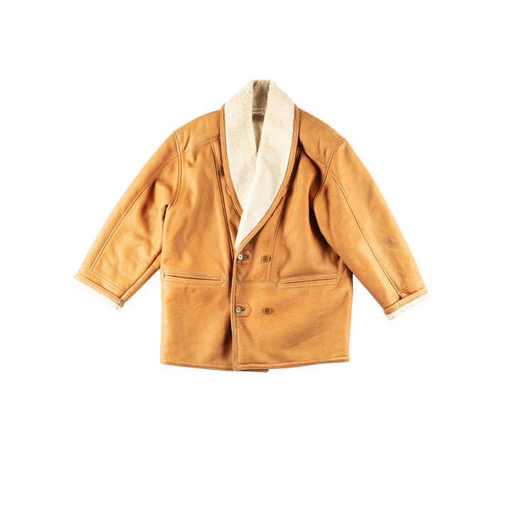 Vintage 80's Men Sheepskin Coat in BrownVN249