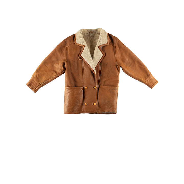 Vintage 80's Women Sheepskin Coat in BrownMN679