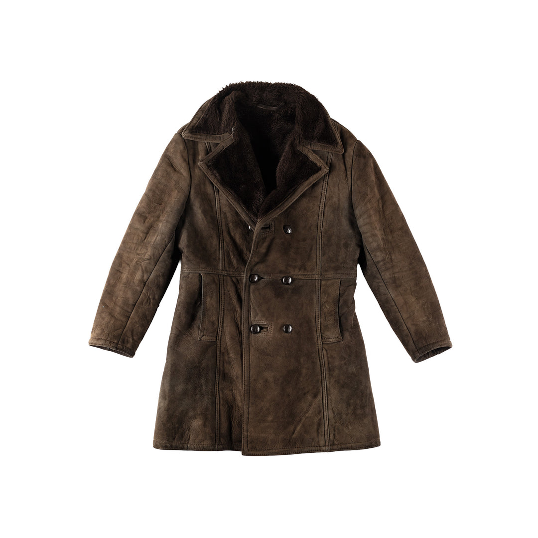 Vintage 70's Men Faux Sheepskin Coat in BrownVN137