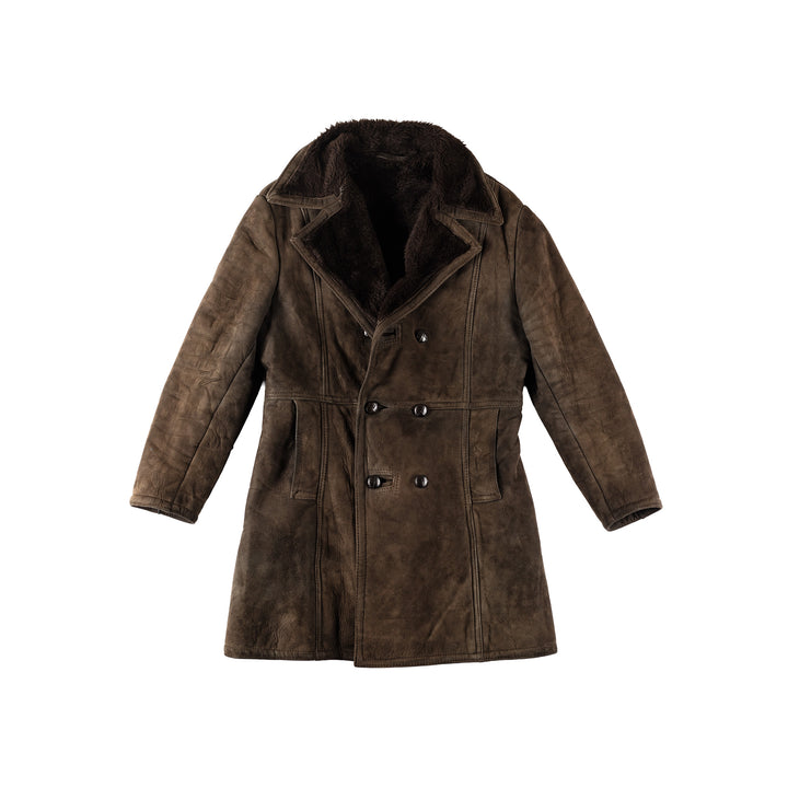 Vintage 70's Men Faux Sheepskin Coat in BrownVN137