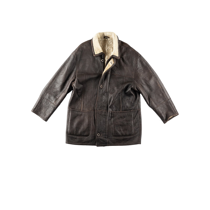 Vintage 90's Men Sheepskin Coat in BrownVN178