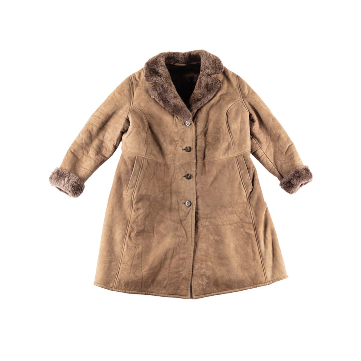 Vintage 90's Women Suede Sherpa Coat in Brown