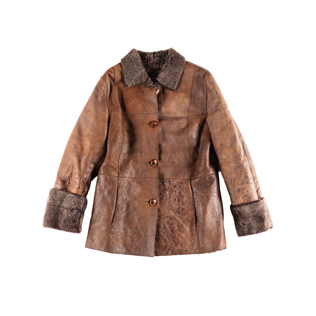 Vintage 00's Women Sheepskin Jacket in Brown
