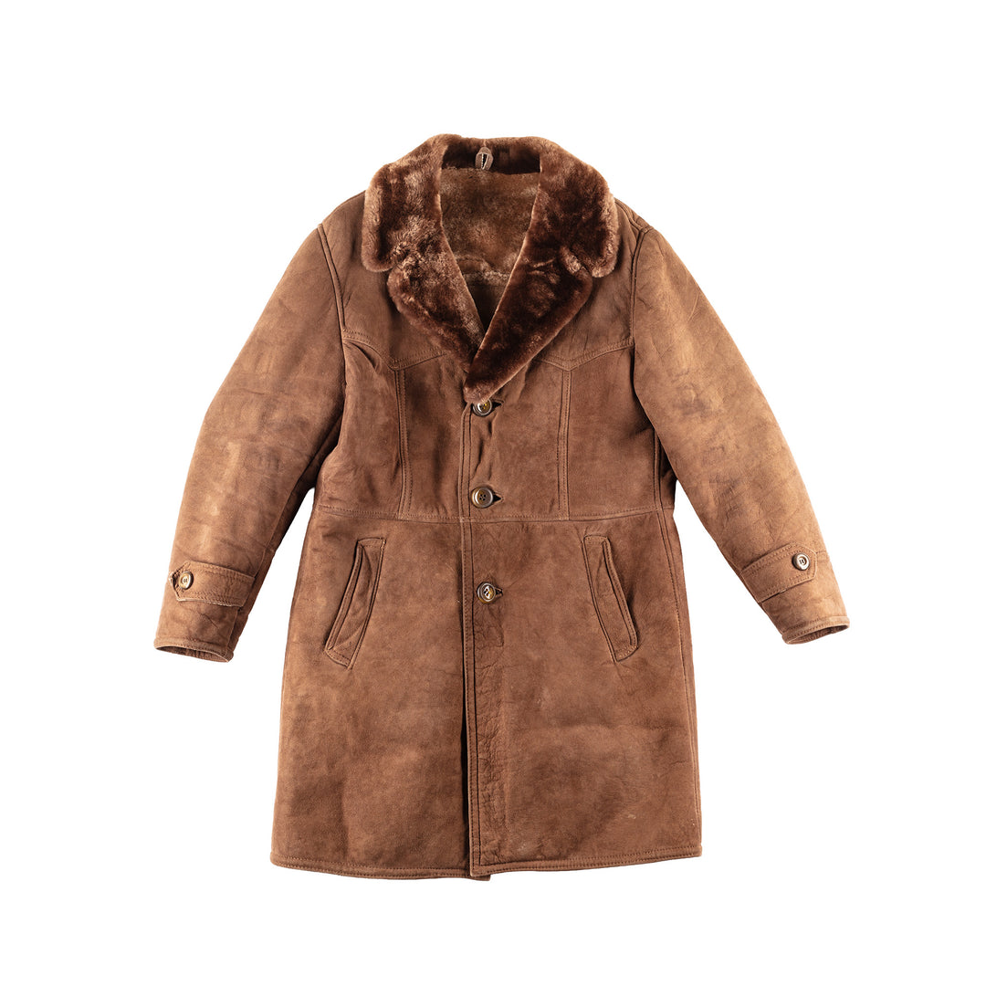 Vintage 70's Men Sheepskin Coat in Brown