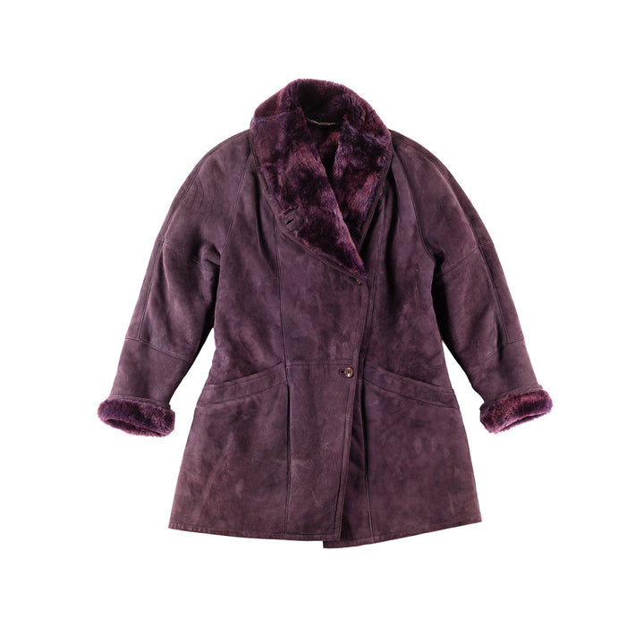 Vintage 90's Women Sheepskin Coat in Purple