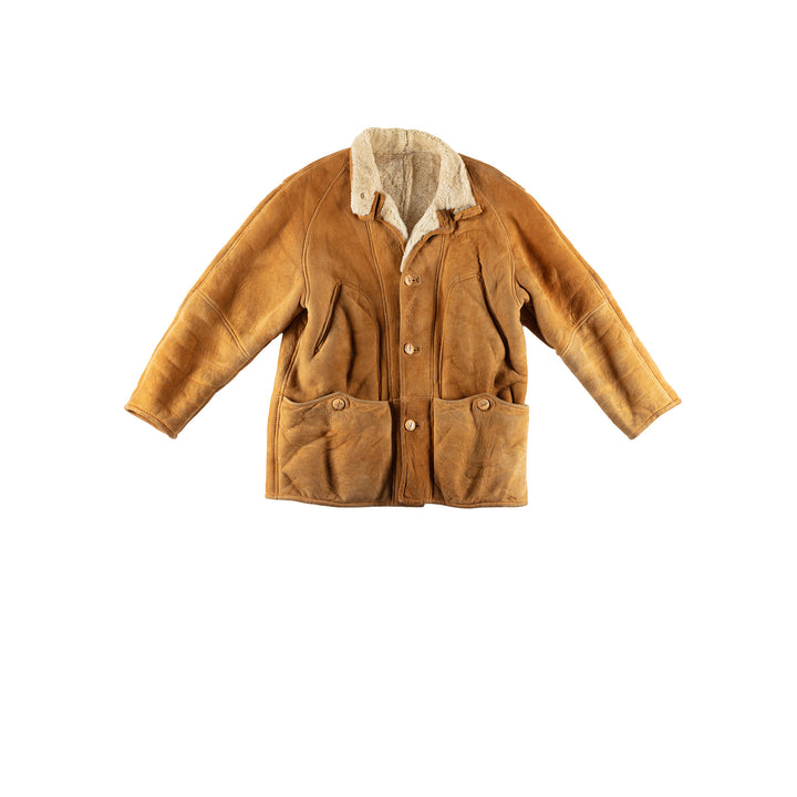 Vintage 80's Men Sheepskin Coat in BrownVN489