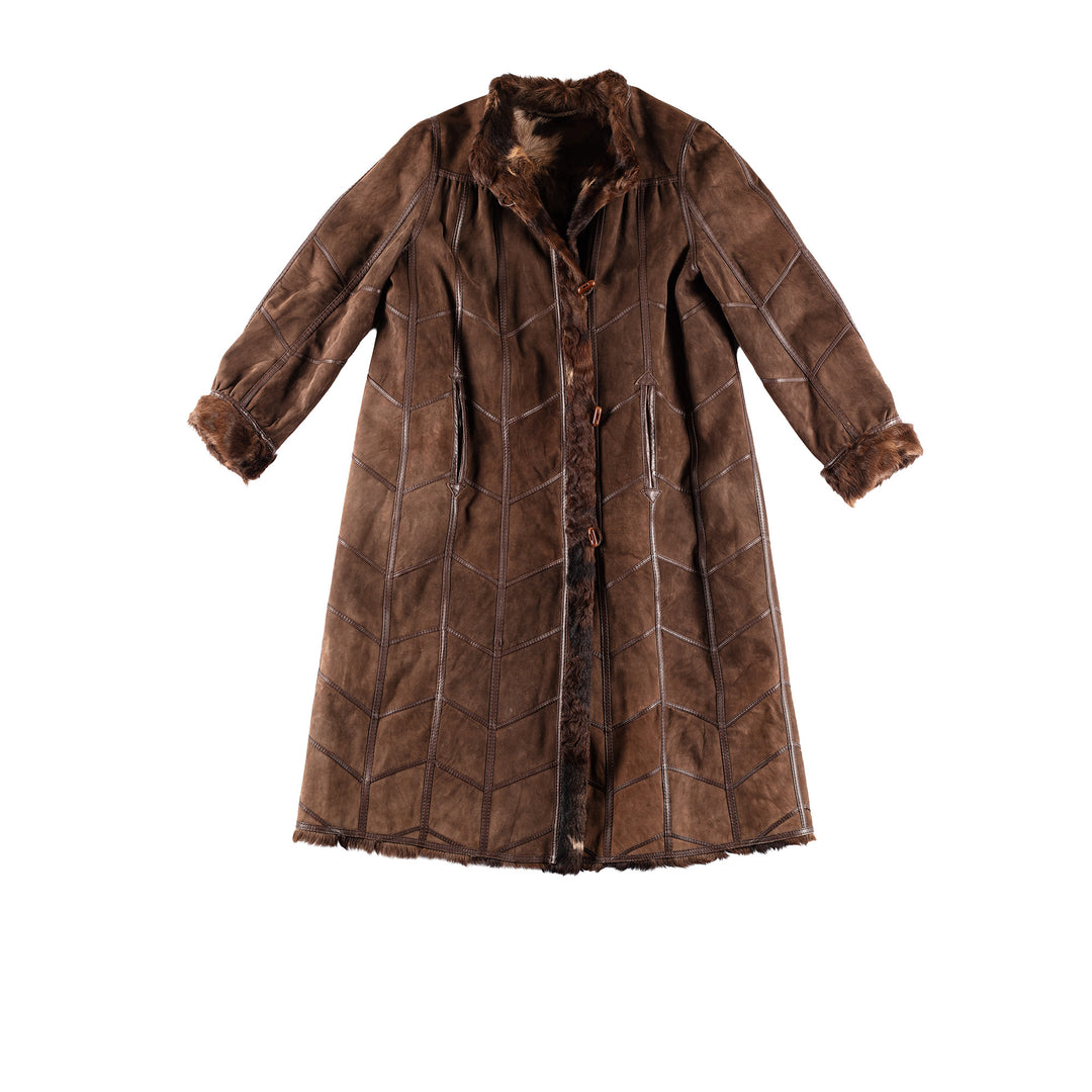 Vintage 80's Women Sheepskin Coat in BrownMN436
