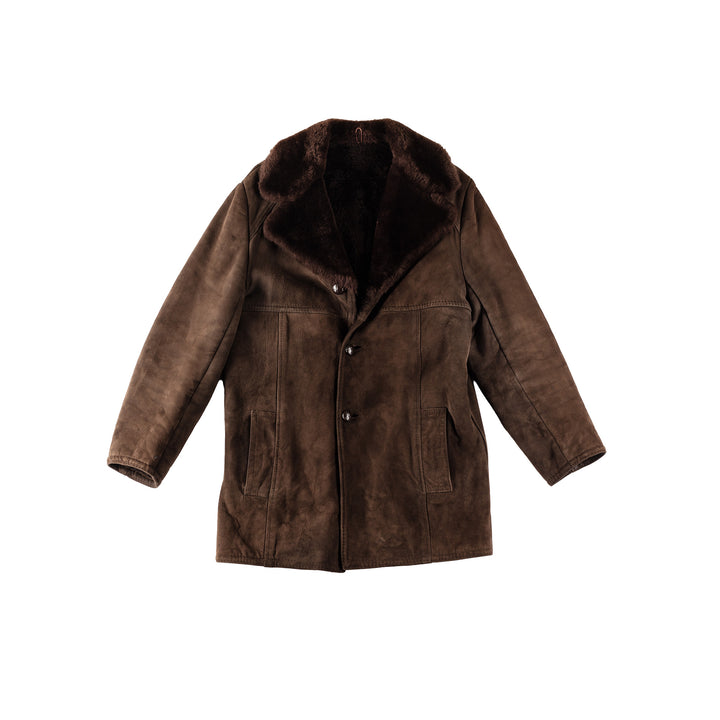 Vintage 70's Men Faux Sheepskin Coat in BrownVN337