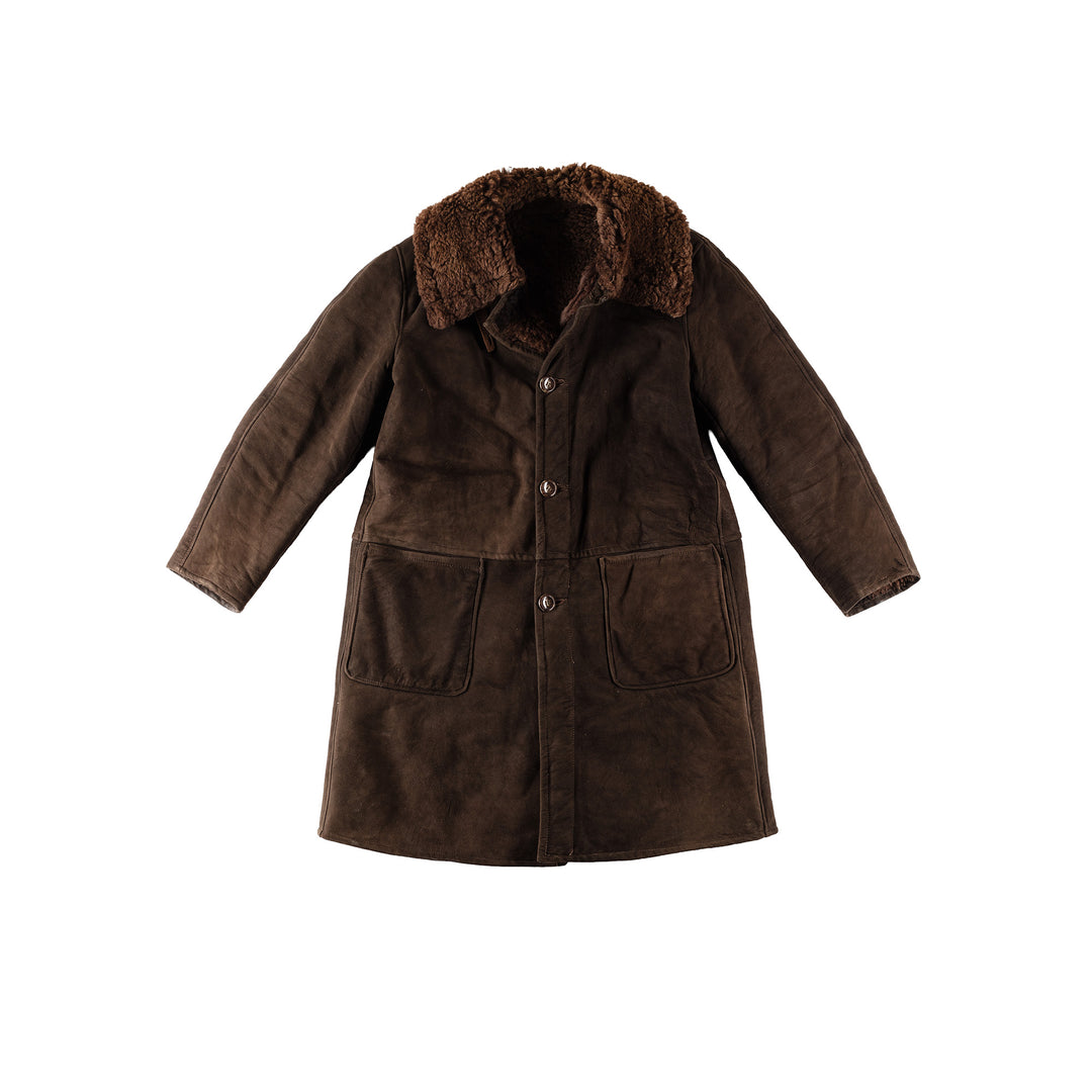 Vintage 80's Men Sheepskin Coat in BrownVN402