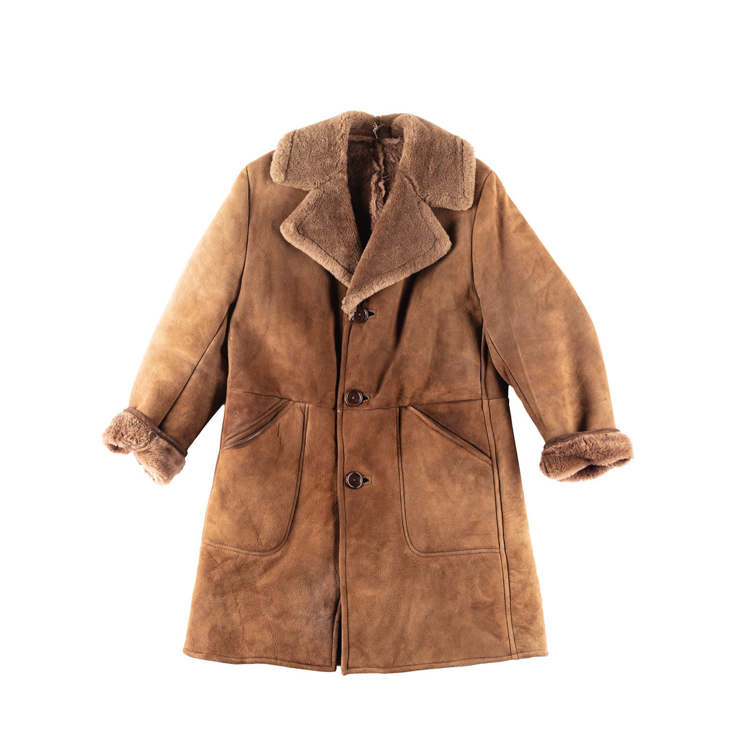 Vintage 80's Men Sheepskin Coat in Brown