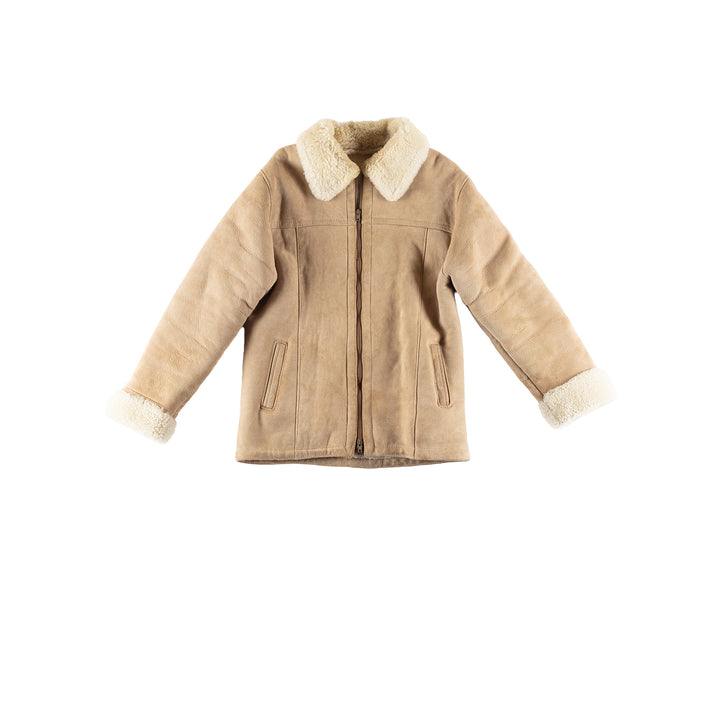 Vintage 90's Men Sheepskin Jacket in BeigeVN484