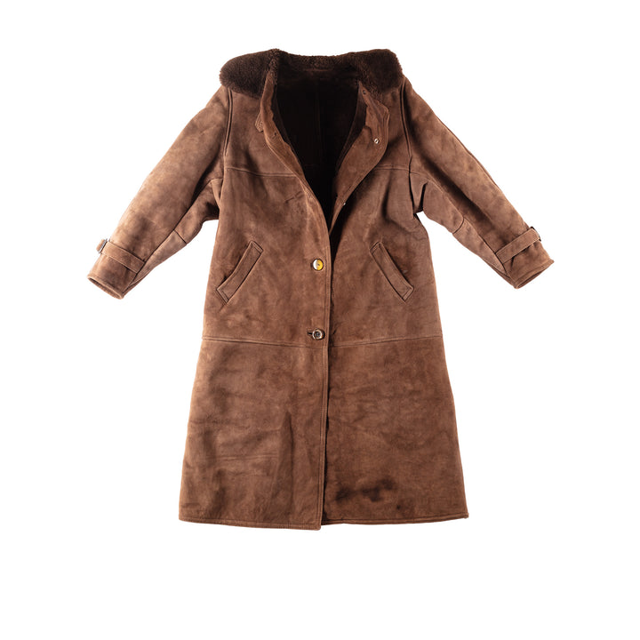 Vintage 80's Women Sheepskin Coat in Brown